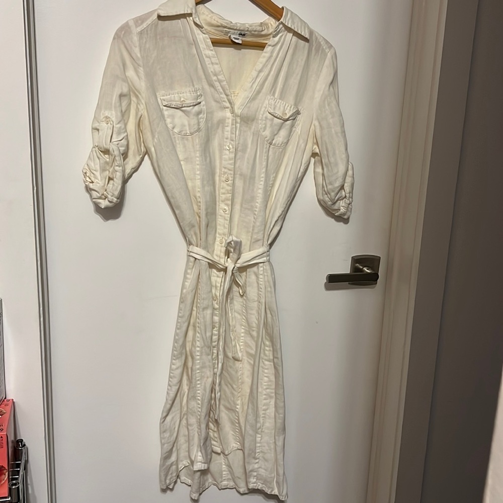 H&M White linen shirt dress